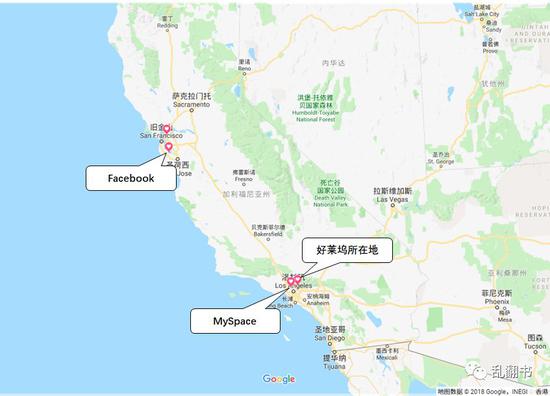 图：MySpace和Facebook的办公地点